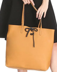 Vertical Brown Leather Tote Bag 14