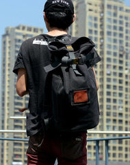 Cool Canvas Mens Khaki Barrel Travel Backpack Computer Backpack Hiking Backpack for Men