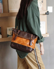 Brown Womens Leather Satchel Handbag Womens Satchel Shoulder Handbags Purse for Ladies