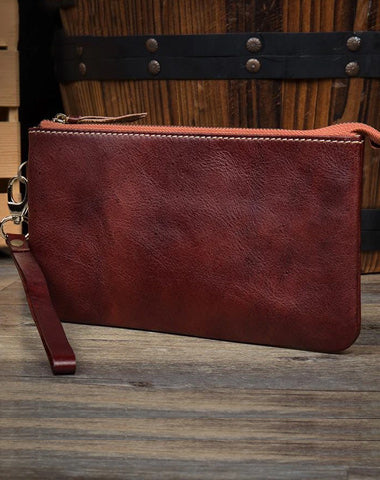 Black Cool Mens long Wallet Wristlet Bag Clutch Bag Red Brown Long Wallets for Men