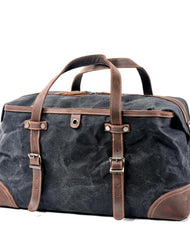 Casual Waxed Canvas Leather Mens Large Travel Green Weekender Bag Black Duffle Bag for Men