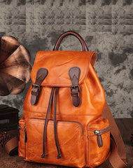 Brown Leather Vintage Mens Backpack Leather School Backpack Large Backpack for Women