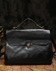 Black WOmens Leather Handbag Vintage Side Bag Brown Shoulder Bag for Ladies