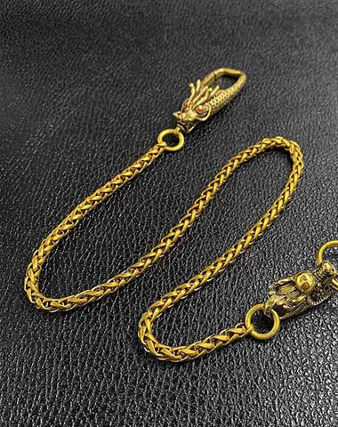 Cool Brass 18" Mens Chinese Dragon Key Chain Pants Chain Wallet Chain Motorcycle Wallet Chain for Men
