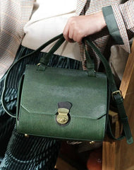 Fashion Green Leather Women's Top Handle Handbag Structured Green Small Satchel Shoulder Bag Purse