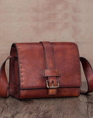 Small Vintage Womens Leather Satchel Shoulder Bag Brown Leather Women's Satchel Purse