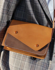 Fashion Leather Brown Women's Small Leather Shoulder Bag Satchel Bag Square Crossbody Bag