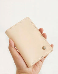 Handmade Vertical Mens Leather Beige billfold Small Wallet Cool Small Slim Bifold Wallets for Men