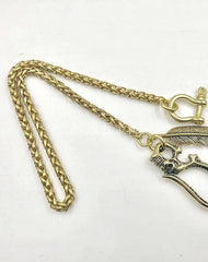 Cool SKull Brass Feather 19‘â€?Rock Wallet Chain Biker Pants Chain jeans chain jean chain for Men
