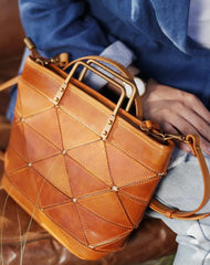 Vintage Womens Tan Leather Handbag Small Brown Shopper Handbag Unusual Black Tote Handbags Purses