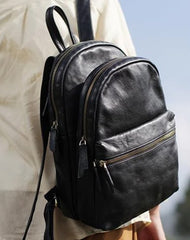 Fashion Womens Black Leather Backpack Purse Leather School Backpack Book Bag Purse