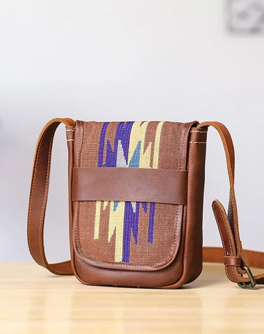 Embroidered Leather Mens Womens Mini Shoulder Bag Side Bag Messenger Bag for Men