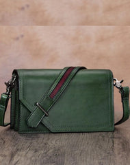 Leather Vintage Green Womens Side Bag Square Flap Over Satchel Shoulder Bag Crossbody Bag Purse for Ladies