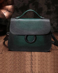 Green Ladies Vintage Leather Shoulder Satchel Purse Handbags Brown Structured Satchel Purse for Ladies
