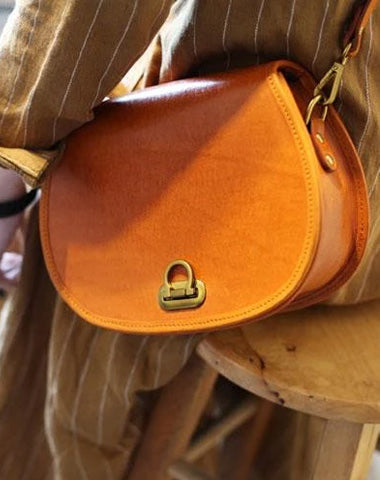Vintage brown Womens Leather Crossbody Saddle Bag Purse Women's Satchel Shoulder Bag Purse