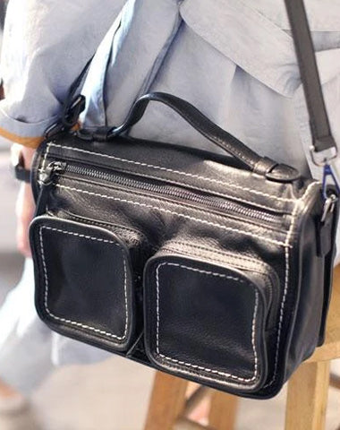 Fashion Women's Black Leather Satchel Purse Brown Leather Shoulder Satchel Purse for Women