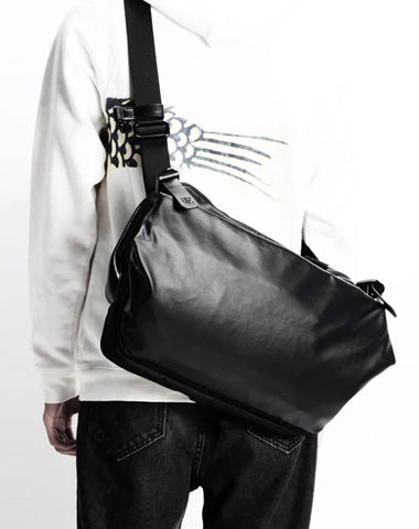 Cool OXFORD CLOTH PVC PU Men's Casual Sling Bag One Shoulder Backpack For Men