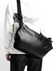 Cool OXFORD CLOTH PVC PU Men's Casual Sling Bag One Shoulder Backpack For Men