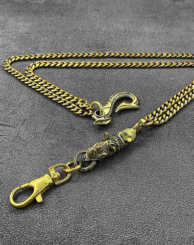 Fashion Brass 19" Mens Rhinoceros Dragon Hook Key Chain Pants Chain Wallet Chain Motorcycle Wallet Chain for Men