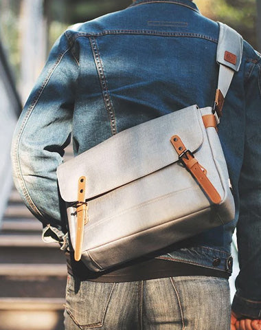 Cool Oxford Cloth Gray Men's Shoulder Bag Messenger Bag Side Bag For Men