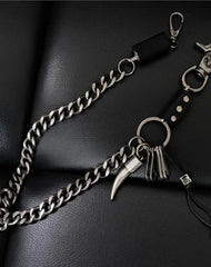 Cool Men's Silver Skull Long Wallet Chain Pants Chain Biker Wallet Chain For Men