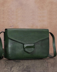 Green Vintage Ladies Leather Small Satchel Shoulder Bag Purse Brown Side Bag for Women