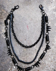 Badass Men's Triple Black Long Wallet Chain Pants Chain Biker Wallet Chain For Men