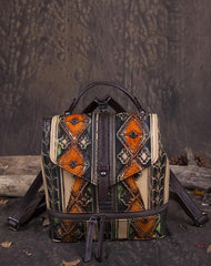 Vintage Leather womens Small Backpacks Country Style School Backpack for Ladies