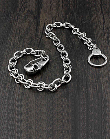 Solid Stainless Steel Long Skull Wallet Chain Cool Punk Rock Biker Trucker Wallet Chain Trucker Wallet Chain for Men