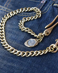 Cool Men's Brass 18â€?long â€?jeans chain jean chain Silver Biker Wallet Chain Pants Chains For Men