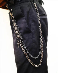 Badass Hip Hop Mens Metal Double Layer Wallet Chain Key Chain Pants Chain For Men