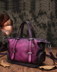 Vintage Womens Purple Leather Handbag Purse Shoulder Handbags Crossbody Bags for Ladies