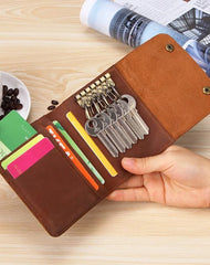 Vintage Brown Leather Men's Small Trifold Key Wallet Card Wallet billfold Wallet For Men