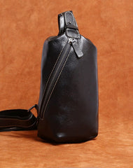 Genuine Leather Mens Cool Chest Bag Sling Bag Crossbody Sling Bag One Shoulder Backpack for men