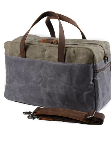 Casual Waxed Canvas Leather Mens Large Travel Weekender Bag Luggage Duffle Bag Fitness Bag for Men