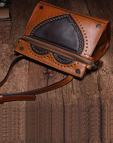 Cute Black WOmens Leather Heart Satchel Bags Brown Leather Shoulder Bag Purse for Ladies