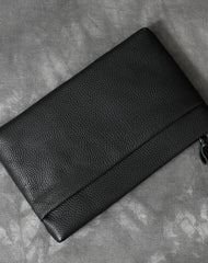 Black Leather Mens Business Clutch Bag Mini Tablet Clutch Wallet For Men