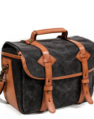 Cool Waxed Canvas Leather Mens Casual Messenger Bag DSLR Camera Bag Side Bag For Men