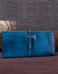 Blue Womens Long Bifold Wallet Brown Long Wallet Ladies Long Wallet Purse