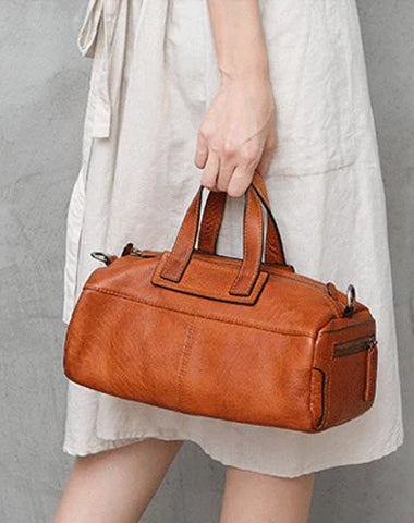Brown Women's Leather Doctor Tool Handbag Doctor Red Shoulder Purse for Ladies