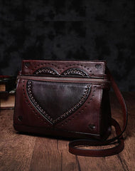 Cute Coffee WOmens Leather Heart Satchel Bags Brown Leather Shoulder Bag Purse for Ladies
