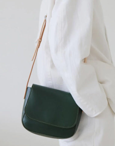 Fashion Women's Small Green Flap Saddle Shoulder Bag Side Bag Crossbody Bag Purse