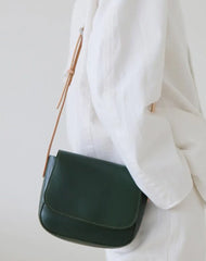 Fashion Women's Small Green Flap Saddle Shoulder Bag Side Bag Crossbody Bag Purse