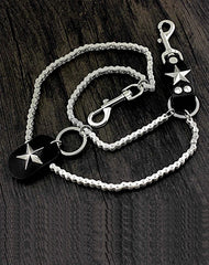 Star SILVER STAINLESS STEEL MENS Double CHAIN PANTS CHAIN WALLET CHAIN BIKER WALLET CHAIN FOR MEN