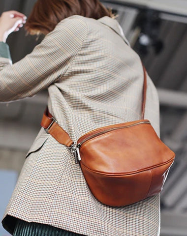 Stylish Womens Small Brown Leather Satchel Crossbody Bag Zipper Square Shoulder Bag