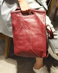 Fashion Women Red Leather Vertical Tote Bag Handbag Shopper Bag Shoulder Bucket Style Purse for Women