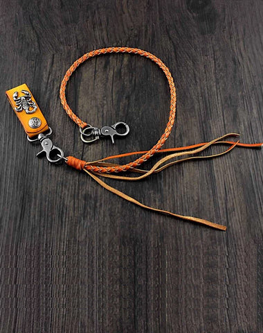 Handmade Braided Scorpion Leather Cool Punk Rock Wallet Chain Biker Trucker Wallet Chain Trucker Wallet Chain for Men