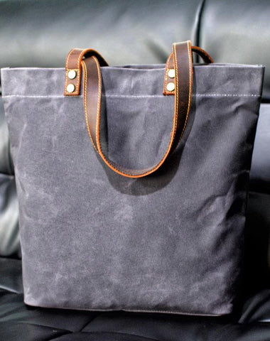 Cool Canvas Leather Mens Large Gray Canvas Handbags Tote Bag Shoulder Bag Tote Purse For Men