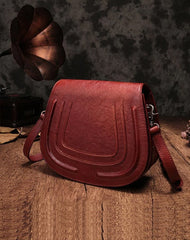 Red Vintage Leather Womens Saddle Shoulder Bag Side Bag Green Cross body Purse for Ladies