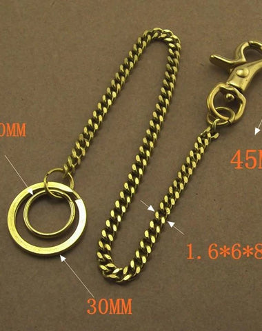 Solid Brass 15inch Wallet Chain Cool Punk Rock Biker Trucker Wallet Chain Trucker Wallet Chain for Men